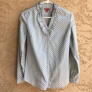 MERONA Green Paisley Blouse Long Sleeve Work Shirt